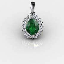 Genuine Natural Green Tourmaline Elliptic Cluster Pendant