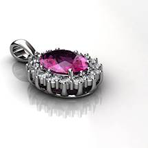 Genuine Natural Pink Tourmaline Elliptic Cluster Pendant