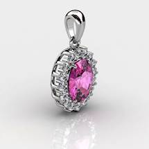 Genuine Natural Pink Tourmaline Elliptic Cluster Pendant