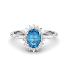 Queen Isabella Aqua Blue Topaz Silver Ring 