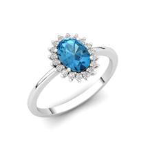 Queen Isabella Aqua Blue Topaz Silver Ring 