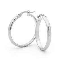 White Gold Saddle Back Hoop Earrings