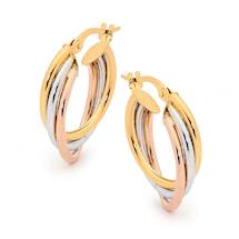 Gold Plated Triple Orbit Sterling Silver Hoop Earrings