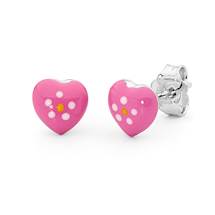 Piccolo Pink and White Sterling Silver Children's Earrings