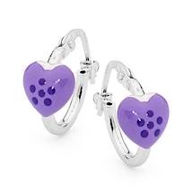 Piccolo Purple Hearts Sterling Silver Children's Hoops Earrings