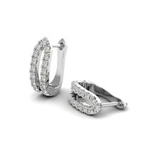 White Gold Cubic Zirconia Huggie Earrings