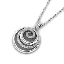 White Gold Spiral CZ Pendant 