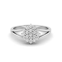 White Gold  V Shaped Dhalia Inspired Ring