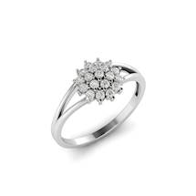 White Gold  V Shaped Dhalia Inspired Ring