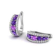 Sundry Amethyst Omega Hoop Earrings
