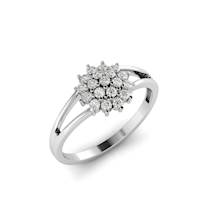White Gold Y Shaped Dhalia Inspired Ring