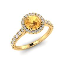 Yellow Gold 6mm Created Yellow Sapphire Brilliant Cut Engagement Ring