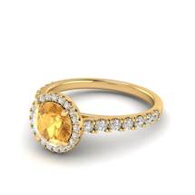 Yellow Gold 6mm Created Yellow Sapphire Brilliant Cut Engagement Ring