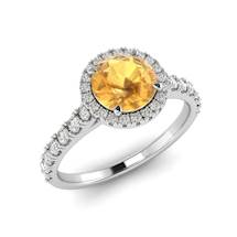 White Gold 6mm Created Yellow Sapphire Brilliant Cut Engagement Ring