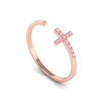 Rose Gold Luxe Cross Ring with Pink Stones