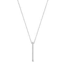 Luxe White Gold Bar Necklace Pendant with White Stones
