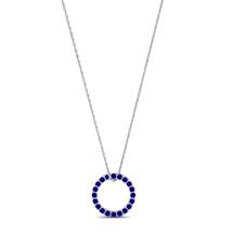 White Gold Luxe Circle Necklace with Blue Stones