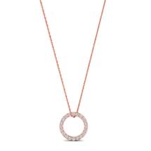 Rose Gold Luxe Circle Necklace with White Stones