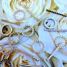 Yellow Gold Luxe Circle Necklace with Blue Stones