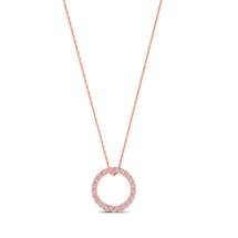 Rose Gold Luxe Circle Necklace with Pink Stones