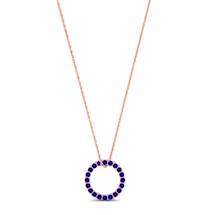Rose Gold Luxe Circle Necklace with Blue Stones