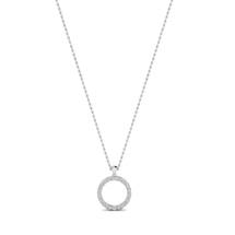 White Gold Luxe Round Necklace with White Stones