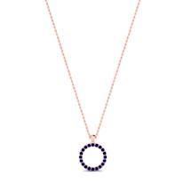Rose Gold Luxe Round Necklace with Blue Stones