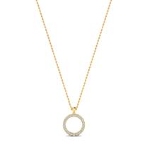 Yellow Gold Luxe Round Necklace with White Stones