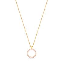 Yellow Gold Luxe Round Necklace with Pink Stones