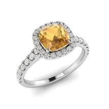 White Gold Cushion Cut Sapphire Engagement Ring 