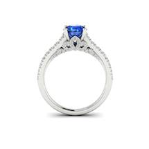 White Gold Brilliant Cut Blue Sapphire Engagement Ring Vera