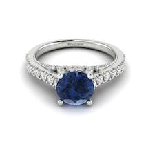 White Gold Brilliant Cut Blue Sapphire Engagement Ring Vera