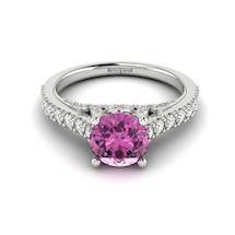 White Gold Brilliant Cut Pink Sapphire Engagement Ring Vera