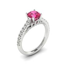 White Gold Brilliant Cut Pink Sapphire Engagement Ring Vera