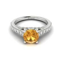 White Gold Brilliant Cut Yellow Sapphire Engagement Ring Vera