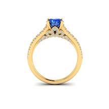 Yellow Gold Brilliant Cut Blue Sapphire Engagement Ring Vera