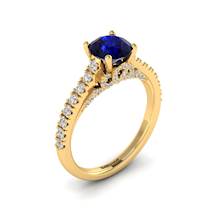 Yellow Gold Brilliant Cut Blue Sapphire Engagement Ring Vera