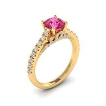 Yellow Gold Brilliant Cut Pink Sapphire Engagement Ring Vera