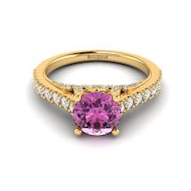 Yellow Gold Brilliant Cut Pink Sapphire Engagement Ring Vera