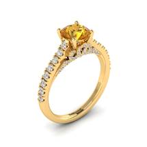 Yellow Gold Brilliant Cut Yellow Sapphire Engagement Ring Vera