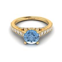 Yellow Gold Brilliant Cut Aquamarine Engagement Ring Vera