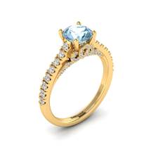 Yellow Gold Brilliant Cut Aquamarine Engagement Ring Vera