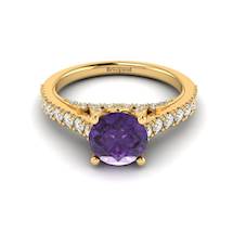 Yellow Gold Brilliant Cut Amethyst Engagement Ring Vera