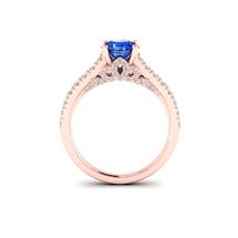 Rose Gold Brilliant Cut Blue Sapphire Engagement Ring Vera
