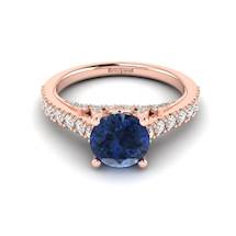 Rose Gold Brilliant Cut Blue Sapphire Engagement Ring Vera