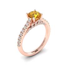 Rose Gold Brilliant Cut Yellow Sapphire Engagement Ring Vera