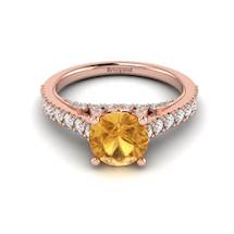 Rose Gold Brilliant Cut Yellow Sapphire Engagement Ring Vera