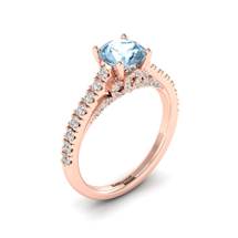 Rose Gold Brilliant Cut Aquamarine Engagement Ring Vera