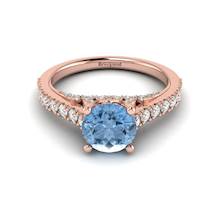 Rose Gold Brilliant Cut Aquamarine Engagement Ring Vera