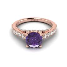 Rose Gold Brilliant Cut Amethyst Engagement Ring Vera
